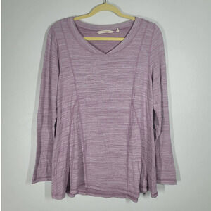 Soft Surroundings Sweater Size S V-Neck Long Sleeve Pullover Space Dye Purple